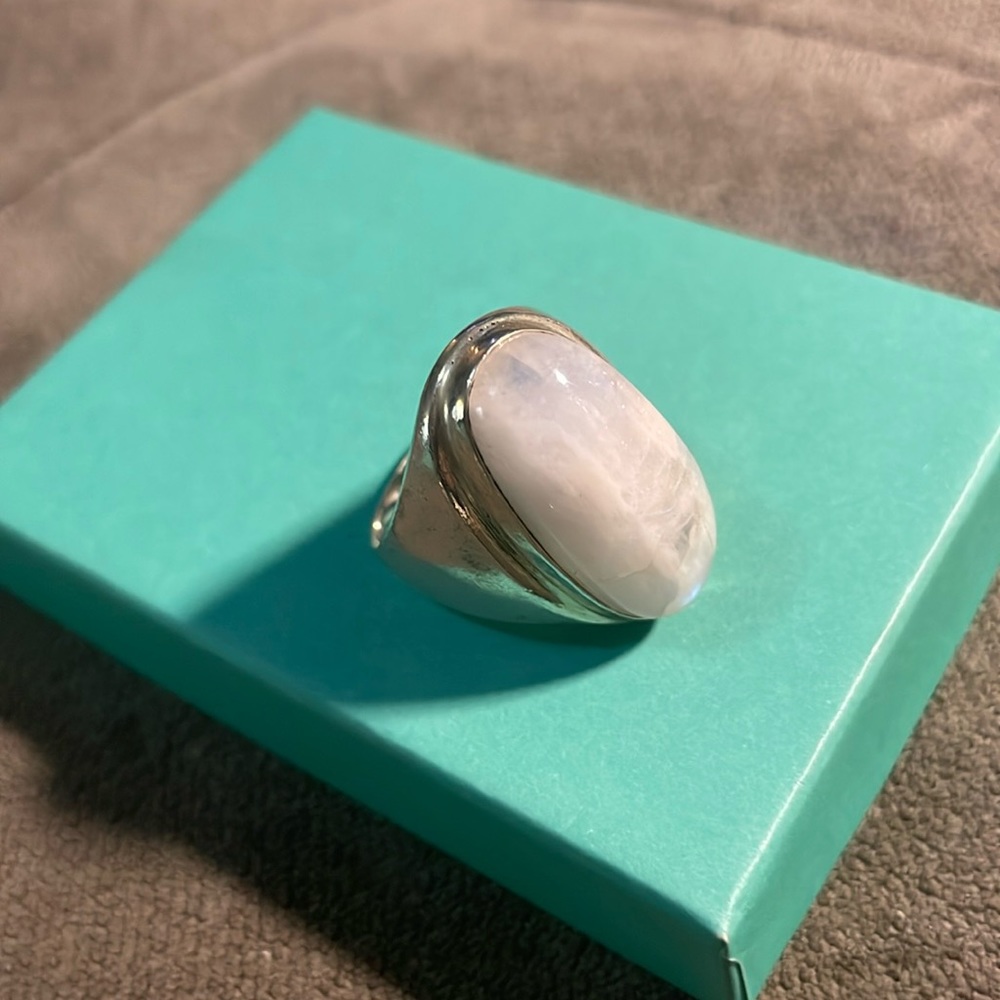 Moonstone Silver Ring (Rainbow Moonstone)